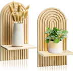LIYAOLI Boho Wall Shelf Set of 2-15 x 8.6 Inch Arched Wooden Hanging Shelves - Image 8