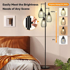 Dimmable Floor Lamp, 3 x 800LM LED Edison Bulbs Included, Farmhouse Industrial - Image 3