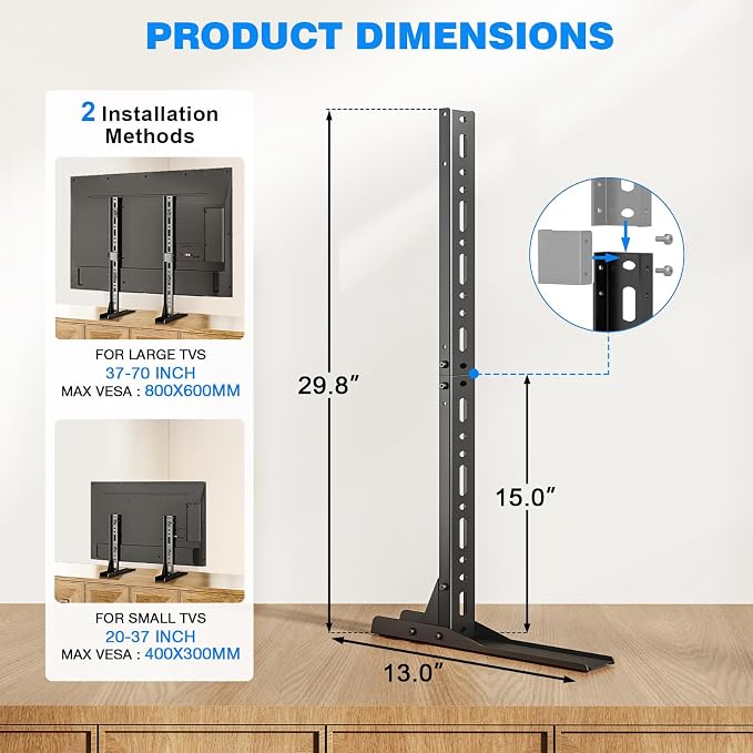 Rfiver Universal TV Stand for 20-70 inch Flat Curved TVs, Height Adjustable - Image 5