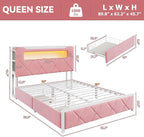 Queen Upholstered LED Bed Frame - Image 2