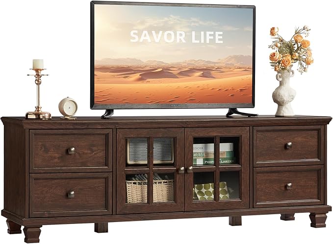 SAVOR LIFE Farmhouse TV Stands for Living Room, Wood TV Console - Image 9