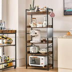 HCHQHS Adjustable 5 Tier Open Bookcase, Rustic Farmhouse Book Shelves, - Image 7