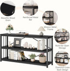 LVB Black Entryway Table, Modern Extra Long Sofa Console Table, Metal Wood - Image 5