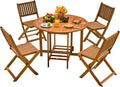 Devoko 5 PCS Patio Furniture, Patio Dining Set Acacia Wood Outdoor Table and by DEVOKO