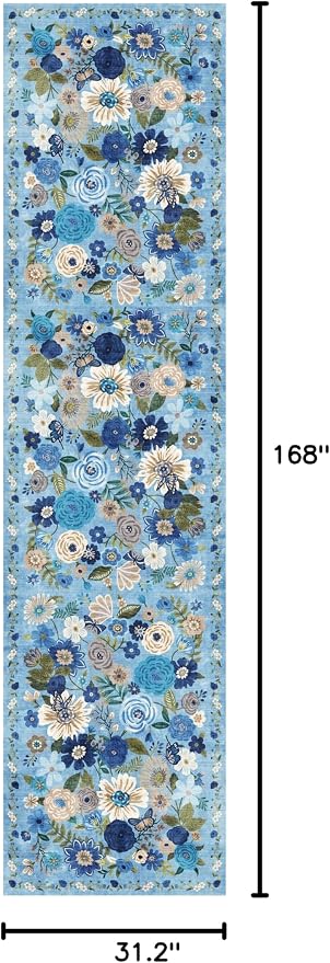 Blue Hallway Runner Rug 2'6''x14' - Image 2
