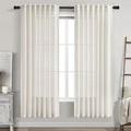 Cream Semi Sheer Linen Curtains 69 Inch Length by Nanspring