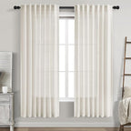 Cream Semi Sheer Linen Curtains 69 Inch Length by Nanspring