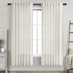 Cream White Linen Curtains 70 Inch Length 2 Panels Set by Nanspring