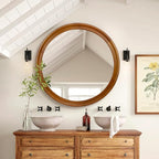 Round Wood Mirror for Wall, 36 Inch Circle Decorative Mirror - Image 4