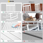 Outvita Outdoor Rocking Chair, Solid Wood High Back Rocker, All Weather Lounge - Image 7