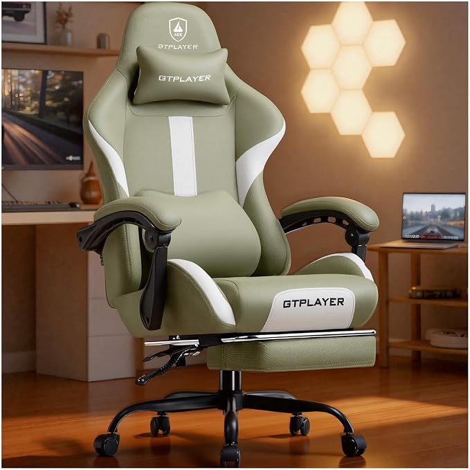 GTPLAYER Gaming Chair with Foot Rest & Pocket Spring Cushion, Ergonomic High by GTPLAYER