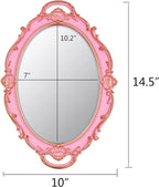 YCHMIR Vintage Small Mirror 14.5 x 10 inch Oval Pink Wall Mirror - Image 4