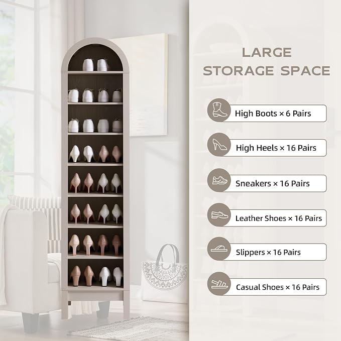 IFGET 71" Tall Arched Bookshelf, 8 Tiers Arch Bookcase - Image 4