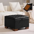 WUTUTUEE 24" Faux Leather Square Storage Ottoman by WUTUTUEE