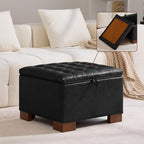 WUTUTUEE 24" Faux Leather Square Storage Ottoman by WUTUTUEE
