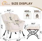 Welnow Lazy Chair with Ottoman, Modern Accent Chair with Armrests and a Side - Image 3
