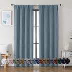 Simplebrand Ava Stone Blue Blackout Curtains by Simplebrand