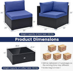 Tangkula 10 Pieces Patio Sofa Set, Outdoor Wicker Conversation Set - Image 4