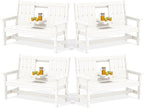 SERWALL Outdoor Bench with Cup Holder, Oversized 58" HDPE Porch Bench Suitable by SERWALL