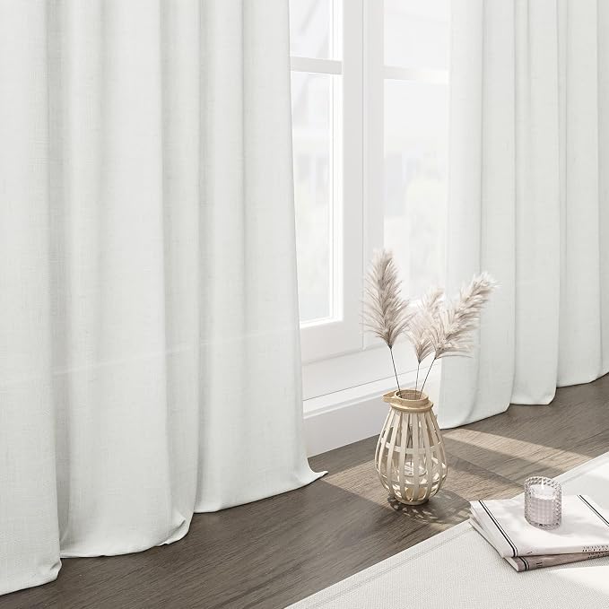 Off White Semi Sheer Linen Curtains 94 inch Length - Image 6
