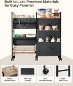 2-in-1 Baby Diaper Caddy Organizer and Storage-3 Tier Rolling Baby Cart - Image 7
