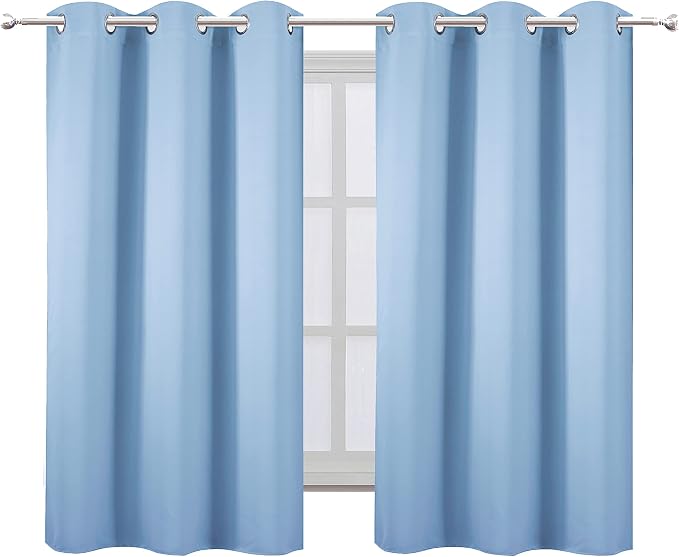 Sky Blue Blackout Curtains/38 x 54 Inch/Set of 2 Panels Thermal Insulated Room - Image 2