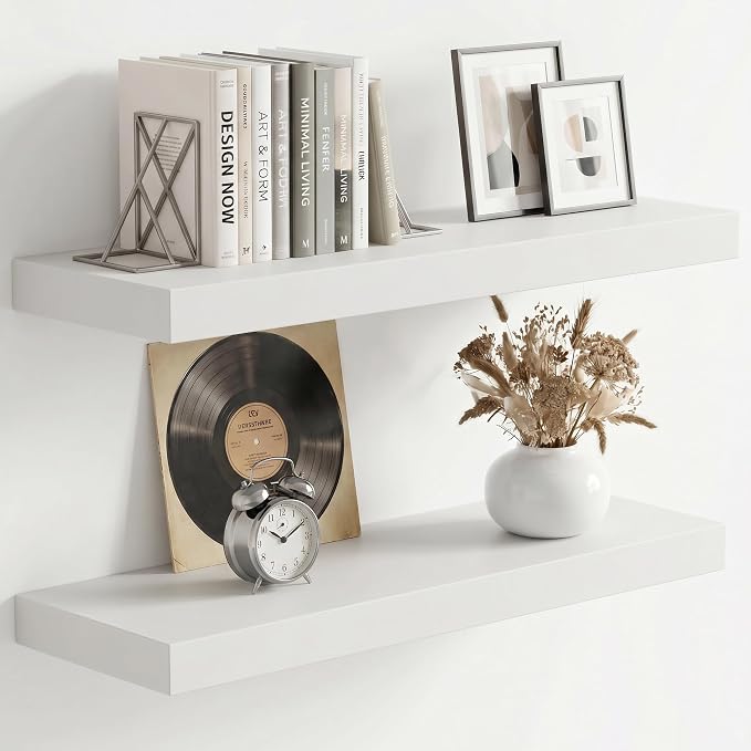 fuqing 20 Inch Floating Shelves | 6.7 Inch Deep White Shelves by Fuqing