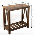 End Side Table with Storage Shelf Rectangle Narrow Nightstand Console Tables - Image 3
