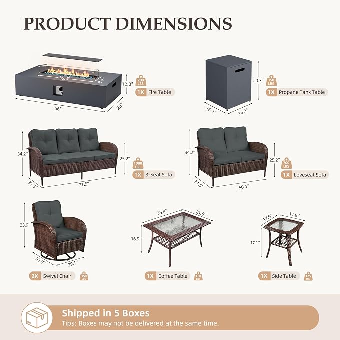 UPHA 8 Pieces Patio Furniture Set - Image 2