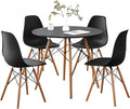 5-Piece 35.5" Round Dining Table Set, Small Kitchen Table Chairs Set of 4 by LECAFURHL