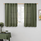 Olive Green Linen Curtains 40 Inch by LAMIT