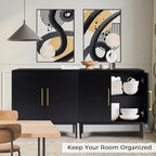Set of 2 Storage Cabinet with Doors, Modern Black Accent Cabinet, Free Standing - Image 7