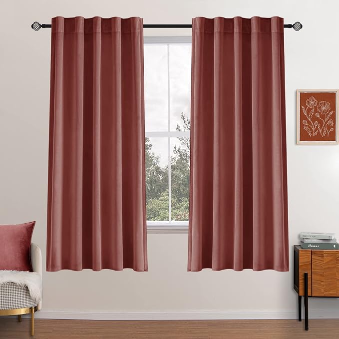 MIULEE Velvet Curtains 52x63 inches 2 Panels Dusty Rose Pink Curtains | Luxury by MIULEE