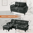 84" Convertible Sectional Sofa Set, 3 Seat L Shaped Couch - Image 2