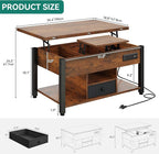 YITAHOME 4-in-1 Lift Top Coffee Table - Image 3