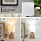 EJIAXIN Rattan Lamp Boho Lamps Set of 2-13.75" Mini Farmhouse Table Lamp Rustic - Image 5