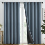 SimpleHome Stone Blue 100% Blackout Curtains Room Darkening Living Room 84L | by SimpleHome