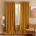 MIULEE Velvet Blackout Curtains 52x108 inches 2 Panels Mustard Yellow | Luxury by MIULEE