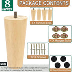 Yaliuliu 8 Inches Furniture Legs Round Solid Wood Sofa Legs Replacement Legs - Image 3