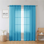 Turquoise Sheer Curtains 78 Inches Long 2 Panels, Elegant Gauzy Airy Light by Lecloud