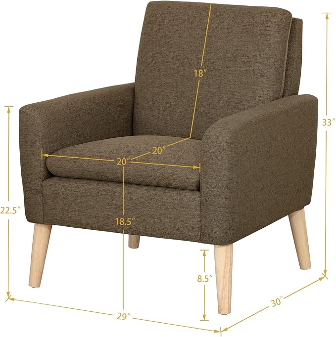 Mid-Century Accent Chair, Modern Fabric Comfy Upholstered Armchair - Image 3
