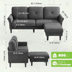 Welzona Sectional Couches for Living Room, L Shaped Couch - Image 2