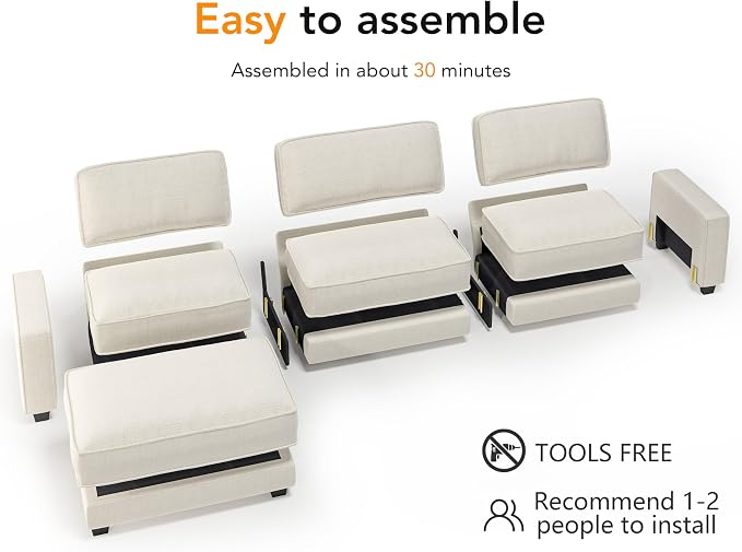 Vipbear 120" Oversized Modular Sectional Sofa, L Shaped Couch Set - Image 4