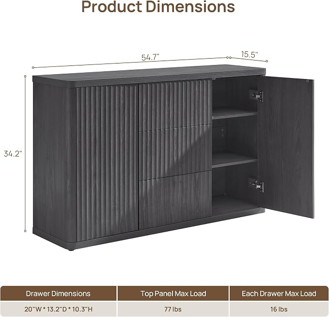 SICOTAS Buffet Cabinet with Storage 109.4" Large Modern Accent Storage Cabinet - Image 3