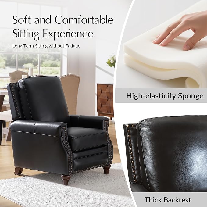 HULALA HOME Genuine Leather Manual Recliner Chairs Set of 2 - Image 5