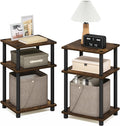 Furinno JUST Side Table Set of 2, 3-Tier Modern End Tables, Open Shelves Night by Furinno-FitsYourSpaceFitsYourBudget