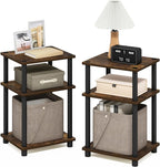 Furinno JUST Side Table Set of 2, 3-Tier Modern End Tables, Open Shelves Night by Furinno-FitsYourSpaceFitsYourBudget