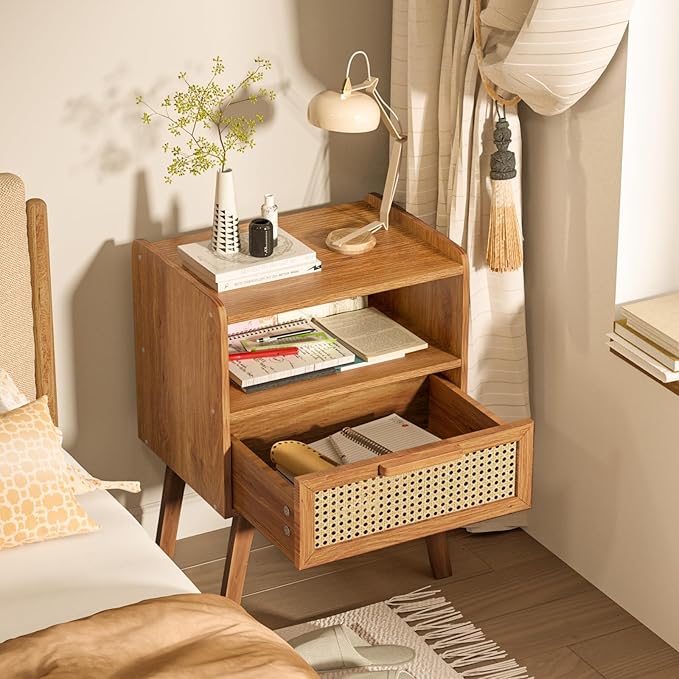 Lerliuo Rattan Nightstands Set of 2, Side Table - Image 5
