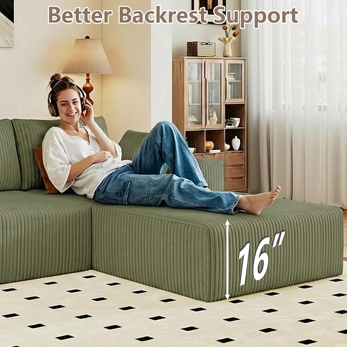 95" Cloud Sectional Couch U-Shaped Chaise - Image 5