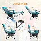 Reclining Camping Chair with Removable Footrest Lounge Chair with Headrest - Image 7